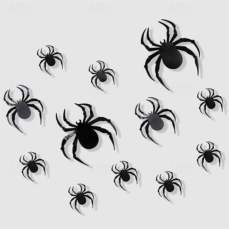 12 Pack PVC Bat Sticker Spider Sticker 3D Wall Sticker Halloween Party Decoration Ghost Festival Atmosphere Layout2