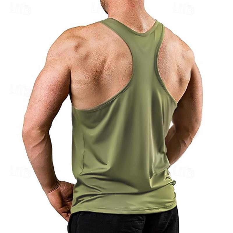 Men's Running Tank Top Workout Tank Sleeveless Singlet Athleisure Summer Solid Colored Soft Sweat Out Sweat wicking Breathable Gym Workout Jogging Training Sportswear Activewear Army Green Red Blue4