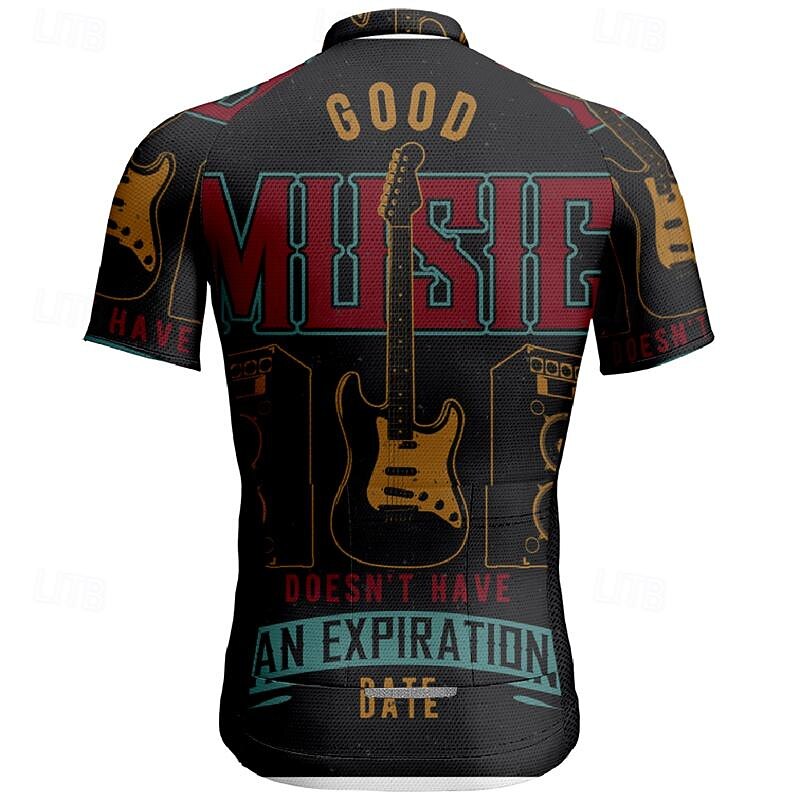 Men's Cycling Jersey Graphic Short Sleeve Bike Tee Tshirt Jersey Top with 3 Rear Pockets Mountain Bike MTB Quick Dry Breathable Sports Black Clothing Apparel2