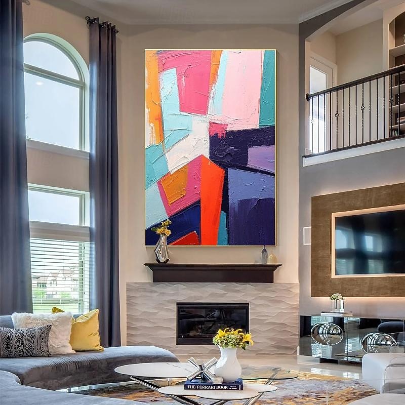 Large Abstract texture painting handmade Wall Art Blue Painting hand painted 3D Texture Painting  Handmade Colorful Modern Oil Painting Minimalist Art painting for Living Room bedroom wall Decor