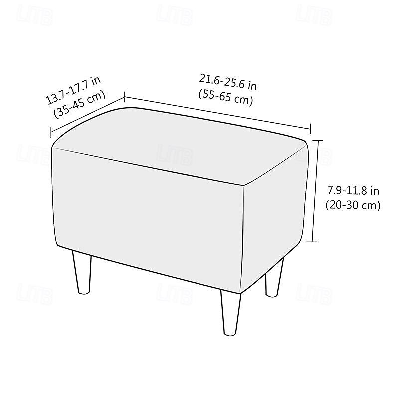 Stool Pedal Cover Jacquard Stretch Ottoman Slipcovers Thick Folding Storage Covers Square Footstool Protector with Elastic Bottom for Living Room2
