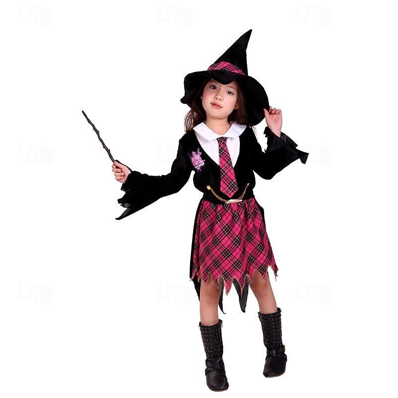 Witch Magic Women Halloween Dress Walpurgis Night Cosplay Kid's Girls' Carnival Performance Party Easy Halloween Costumes Dress Up3