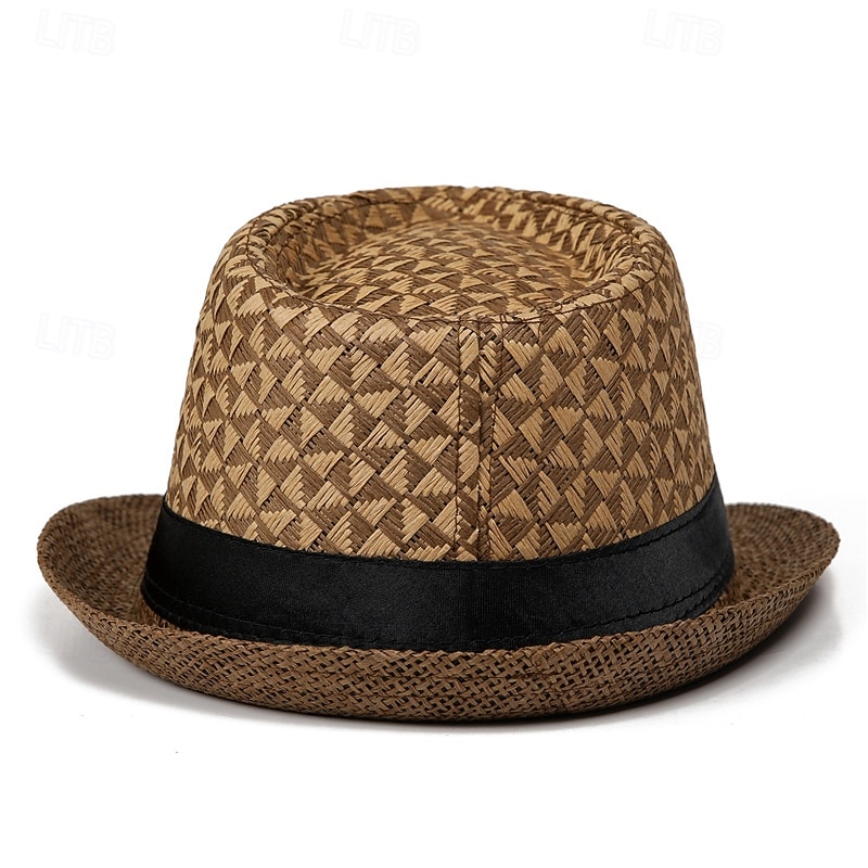 Men's Kentucky Derby Hat Sun Hat Bowler Hat Black khaki Licorice Fashion Casual Street Daily Color Block Geometic Sunscreen Breathable3