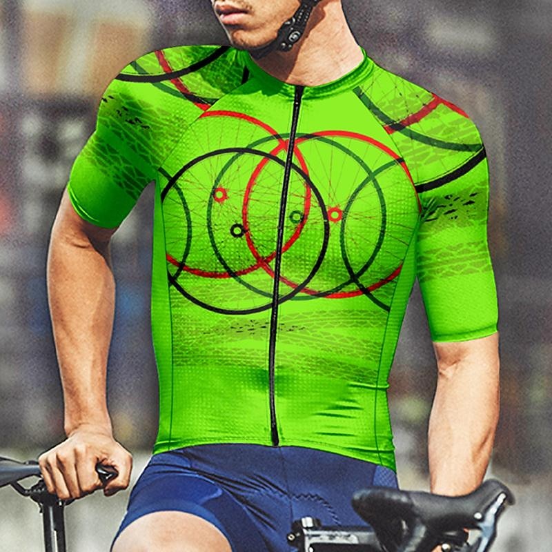 Men's Cycling Jersey Geometic Short Sleeve Bike Tee Tshirt Jersey Top with 3 Rear Pockets Mountain Bike MTB Quick Dry Breathable Sports Pink Blue Orange Clothing Apparel3