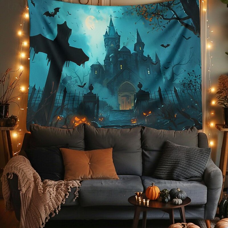 Halloween Decorations Graveyard Hanging Tapestry Wall Art Large Tapestry Mural Decor Photograph Backdrop Blanket Curtain Home Bedroom Living Room4