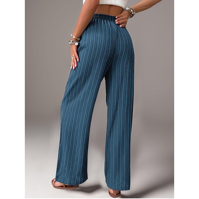 Women's Pants Trousers Fashion Long Plain Side Pockets Elastic Drawstring Design Breathability Comfortable Micro-elastic Casual Daily Black Blue Brown Green Spring & Summer Regular Fit3