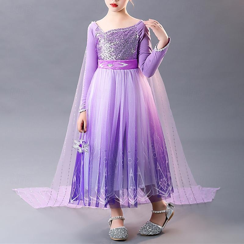 Girls' 3D Solid Color Party Dress Long Sleeve Summer Spring Performance Party Birthday Princess Beautiful Sweet Kids 4-12 Years Party Dress Swing Dress Tulle Dress Midi Regular Fit