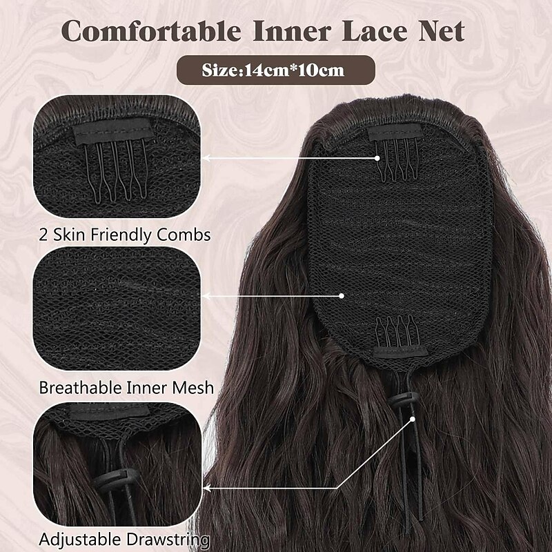 Wavy Curly Ponytail Extension for Black Women Drawstring Ponytail Pony Tails Hair Extensions Ponytail 26 Inch Long Natural Black Hair Ponytail Extension Clip in Synthetic Fake Ponytail Hair Extensions4