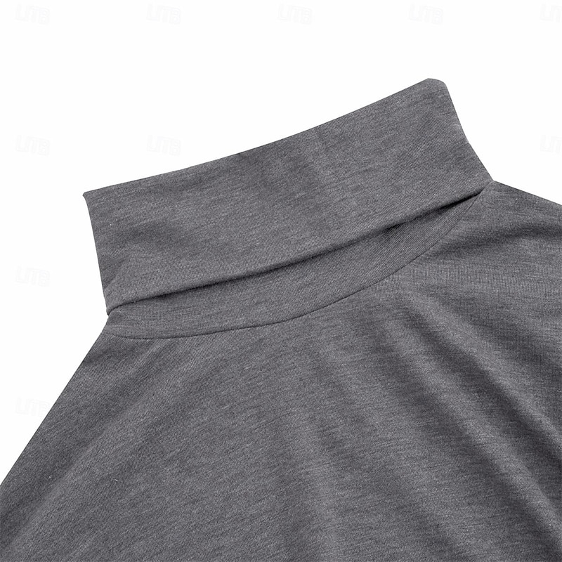 Men's T Shirt Turtleneck shirt Long Sleeve Shirt Long Sleeve Rolled collar Spring &  Fall Plain Fashion Designer Casual Street Sports Holiday Black Yellow Pink Top Tee for Men4