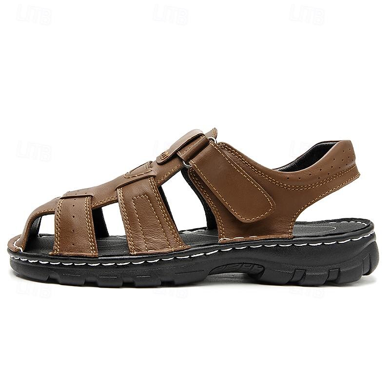 Men's Brown Leather Fisherman Sandals - Comfortable Outdoor Casual Shoes3