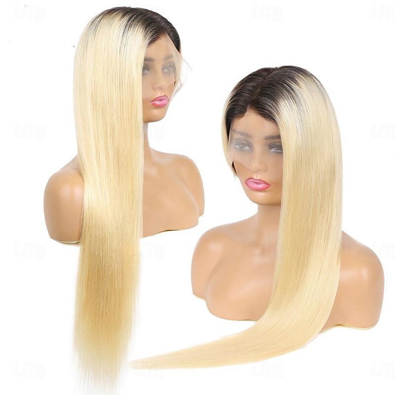 Remy Human Hair 13x4 Lace Front Wig Free Part Malaysian Hair Straight Blonde Multi-color Wig 150% Density with Baby Hair Glueless Pre-Plucked For wigs for black women Long Human Hair Lace Wig2