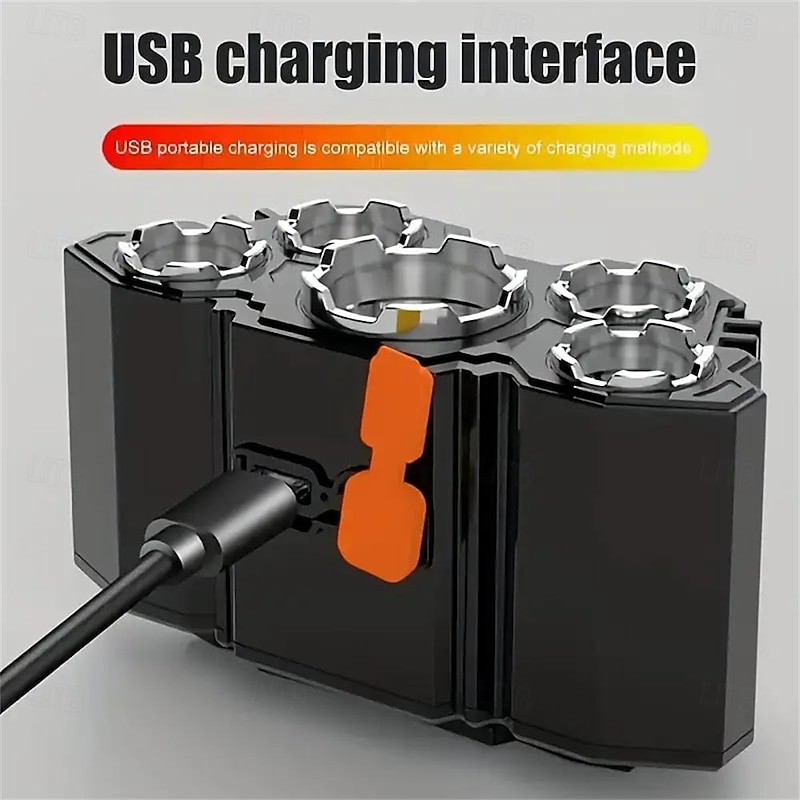 LED Headlights USB Rechargeable Waterproof LED Headlamp 5 Heads for Camping Fishing & Emergency Lighting Includes USB Cable3