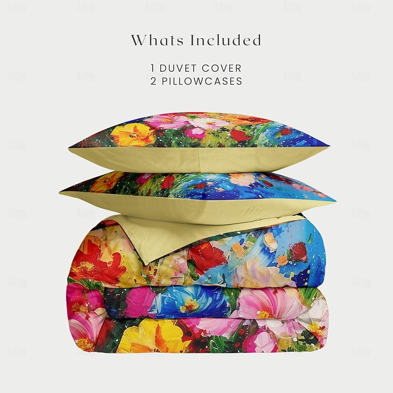 Floral Pattern Duvet Cover Set Set Soft 3-Piece Luxury Cotton Bedding Set Home Decor Gift King Queen Duvet Cover4