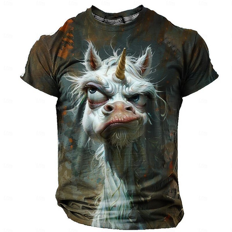 Men's Animal Funny T Shirt Short Sleeve T shirt 3D Print Crew Neck Shirt Retro Vintage Casual Street Style Sports Outdoor Holiday Going out Brown Dark Gray Spring & Summer Clothing Apparel S M L XL4