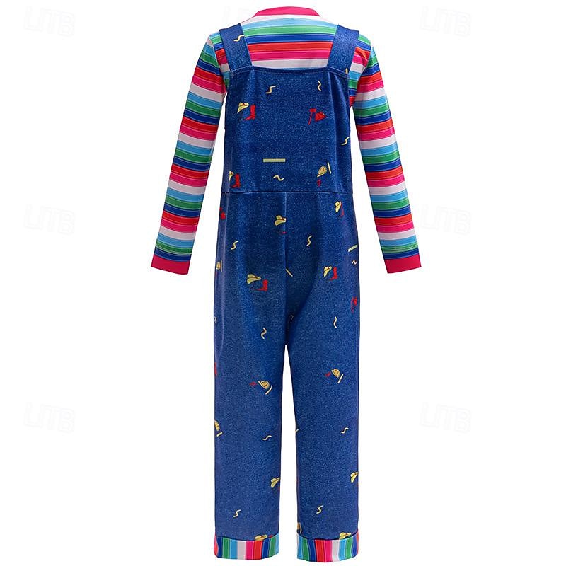 Chucky Scary Doll Halloween Costume Jumpsuit Scary Costume Kid's Girls' Carnival Party Easy Halloween Costumes Dress Up3