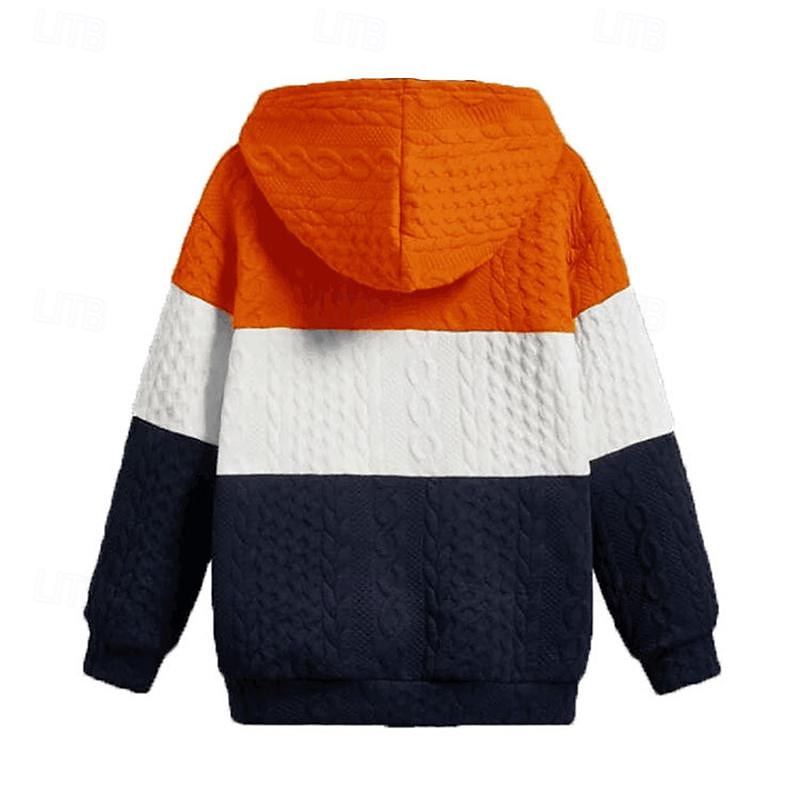 Men's Hoodie Black Wine Orange Light Grey Hooded Color Block Jacquard Patchwork Ribbed Textured Sports & Outdoor Daily Holiday Polyester Textured Streetwear Basic Casual Fall & Winter Clothing Apparel4
