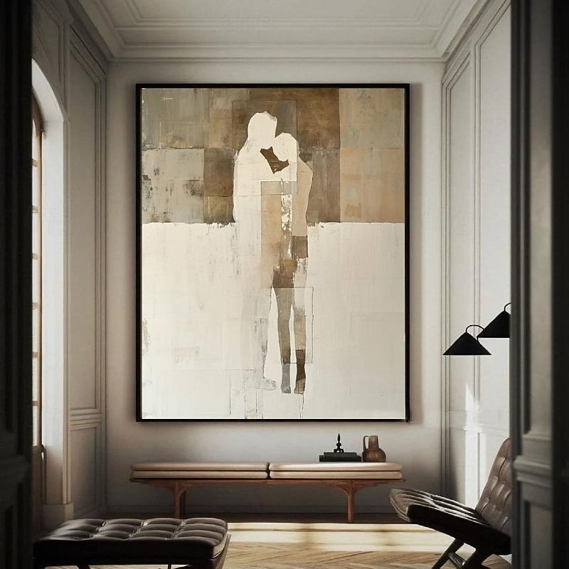 Oil painting handmade Abstract Woman Figure Canvas paintings wall Art Modern Geometric Oil Painting on Canvas Large Minimalist paintings Wall Art paintings for Living Room Bedroom Decor2
