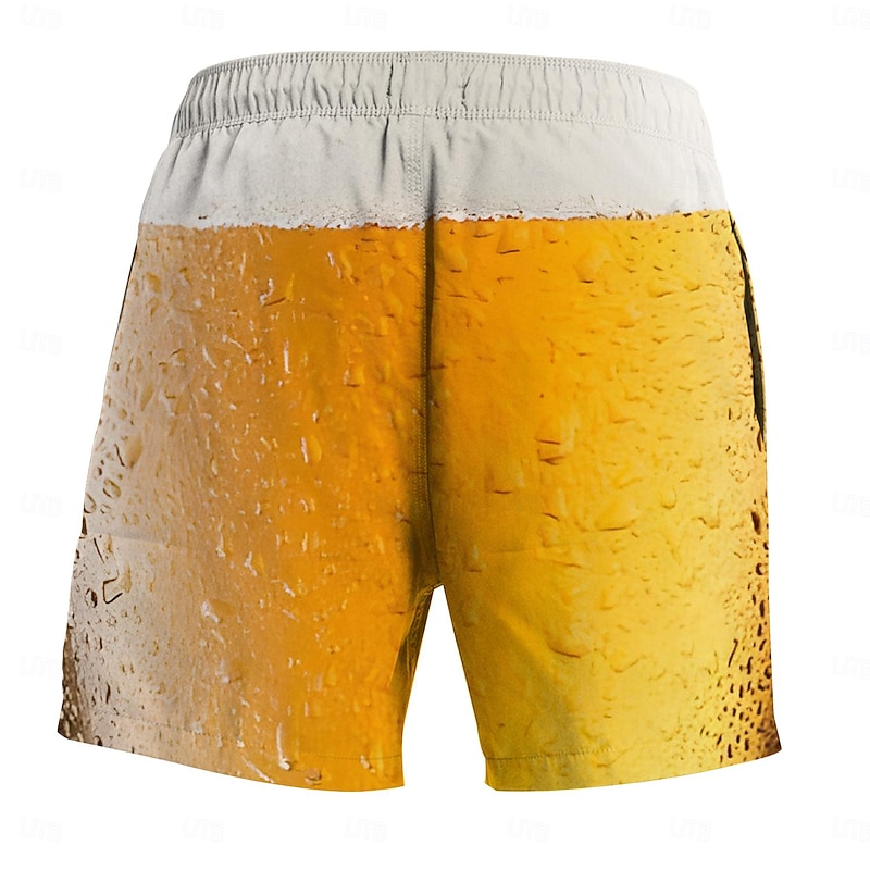 Men's Optical Illusion Beer Swim Trunks Swim Shorts Board Shorts Mid Waist Streetwear Hawaiian Casual Daily Holiday Pocket Drawstring Elastic Waist Designer Clothing Apparel2