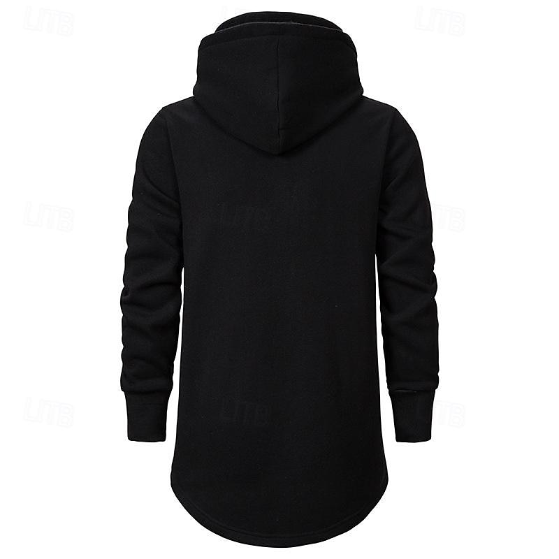 Men's Hoodie Black Dark Gray Hooded Plain Pocket Drawstring Sports & Outdoor Daily Holiday Streetwear Basic Casual Spring &  Fall Clothing Apparel Hoodies Sweatshirts3