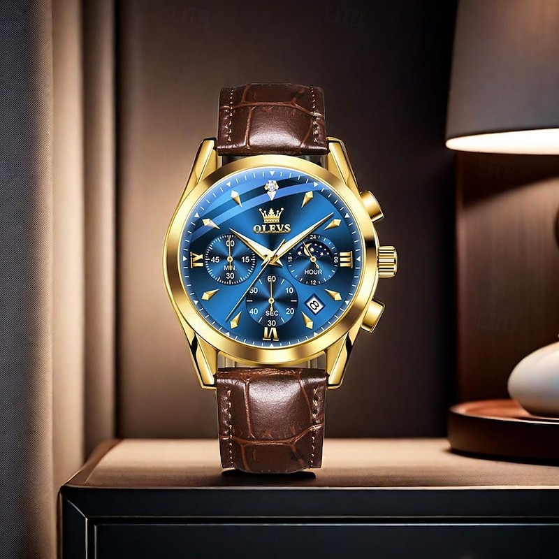 New Olevs Olevs Brand Fashion Trend Men'S Business Watch Luminous Chronograph Calendar 24 Hours Multi-Function Quartz Watch Casual Versatile Waterproof Sports Men'S Wristwatch