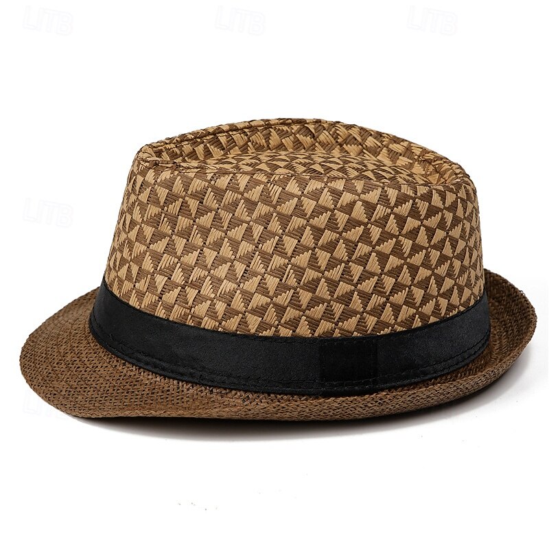 Men's Kentucky Derby Hat Sun Hat Bowler Hat Black khaki Licorice Fashion Casual Street Daily Color Block Geometic Sunscreen Breathable2
