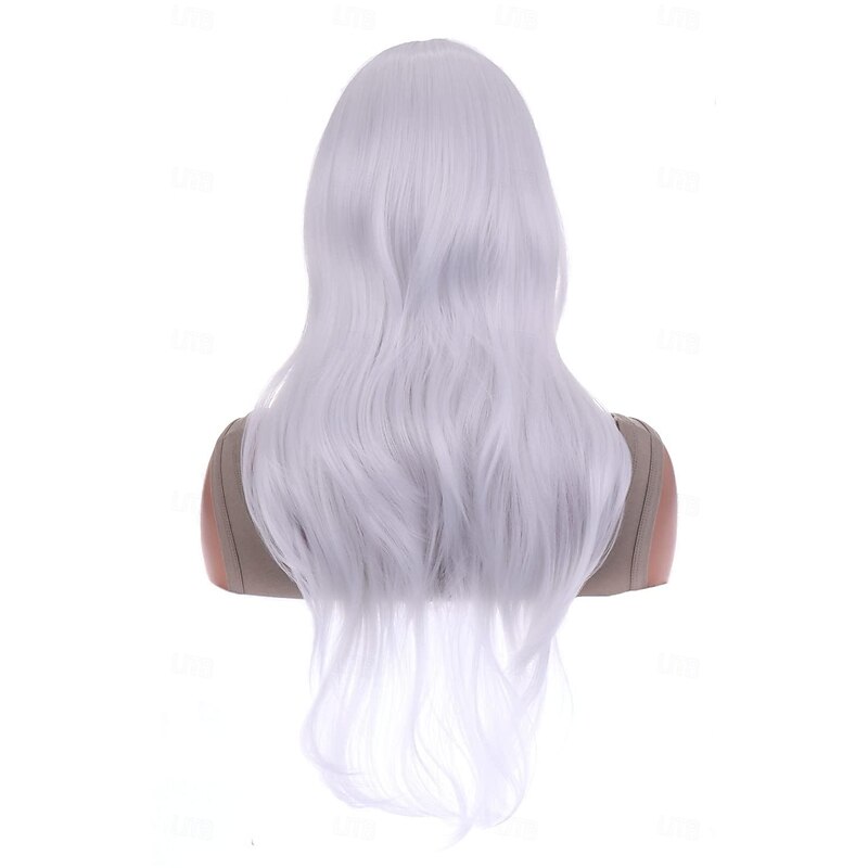 Wigs 28 Inch 70cm Long Curly Wavy Hair Wig Heat Resistant Halloween Cosplay Party Wigs  Pure White3