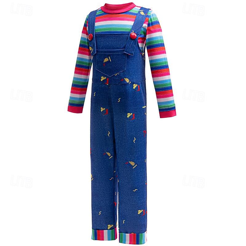 Chucky Scary Doll Halloween Costume Jumpsuit Scary Costume Kid's Girls' Carnival Party Easy Halloween Costumes Dress Up2