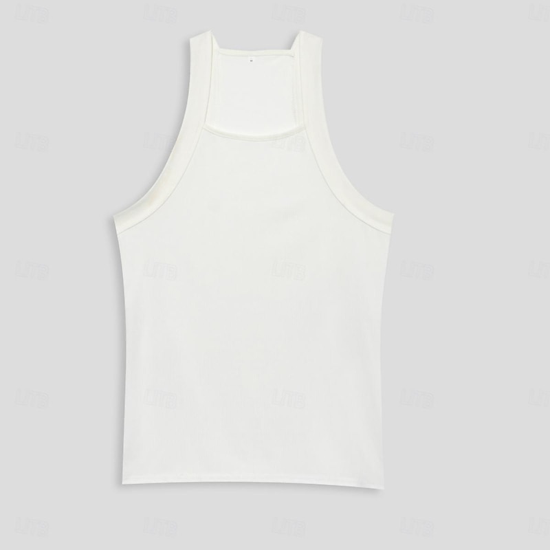 Men's Tank Top Vest Top Undershirt Muscle Shirt Sleeveless Square Summer Plain Fashion Streetwear Bodybuilding Fitness Sports & Outdoor Athleisure Black White Top Tee for Men2