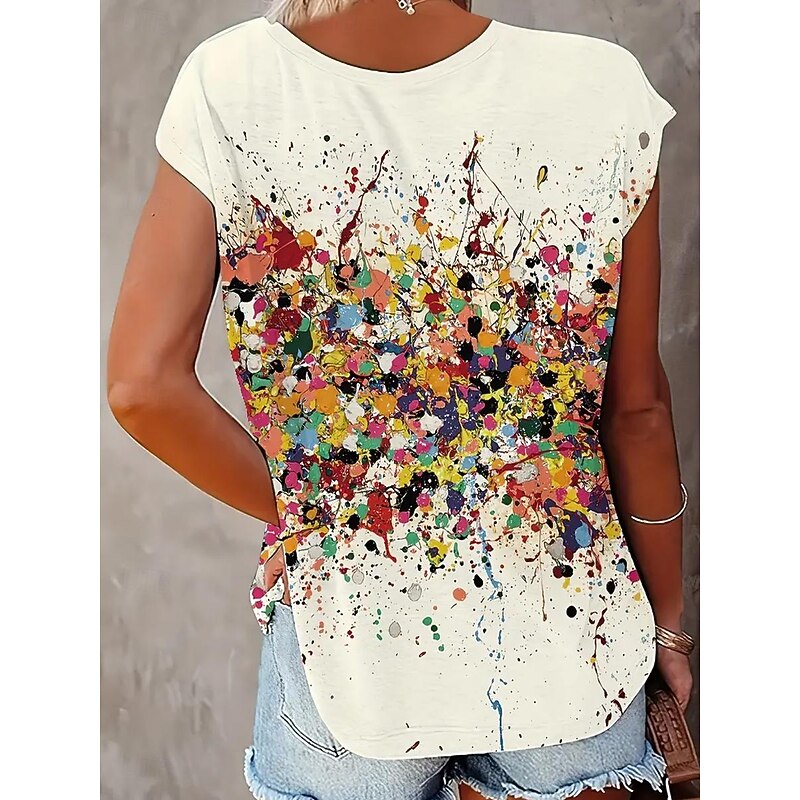 Women's Camisole Tank Top Stylish Casual Ombre Print Sleeveless Regular Tops V Neck Daily off-white Summer2