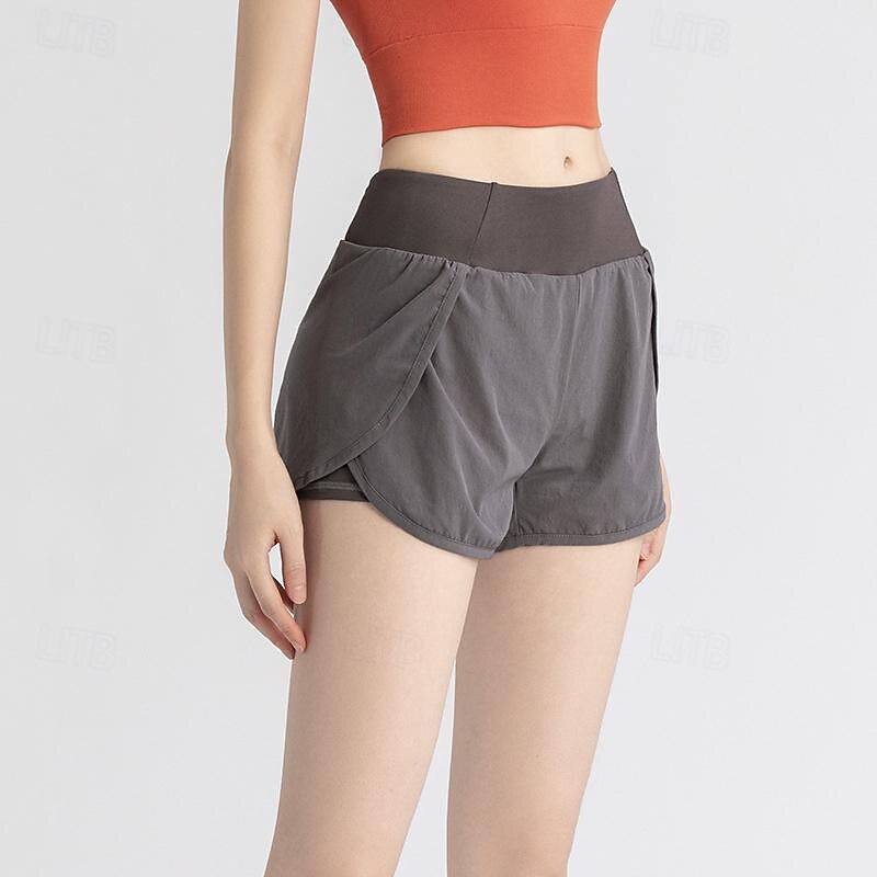 Women's Gym Shorts Yoga Shorts Workout Shorts with Phone Pocket Pilates Gym Workout Workout Shorts Solid Color Black Blue Purple Sports Activewear Stretchy Slim2