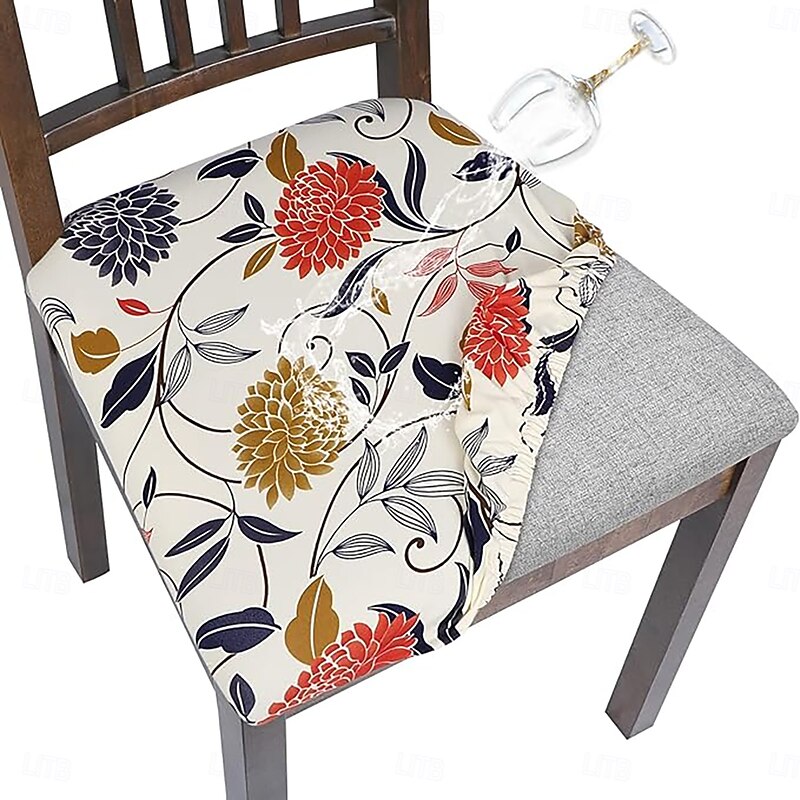 Dining Chair Cover Geometric Printed Slipcover - Modern and Stylish Geometric Design - Soft and Stretchable Fabric - Protects and Enhances Your Chairs - Perfect for Home and Dining Settings