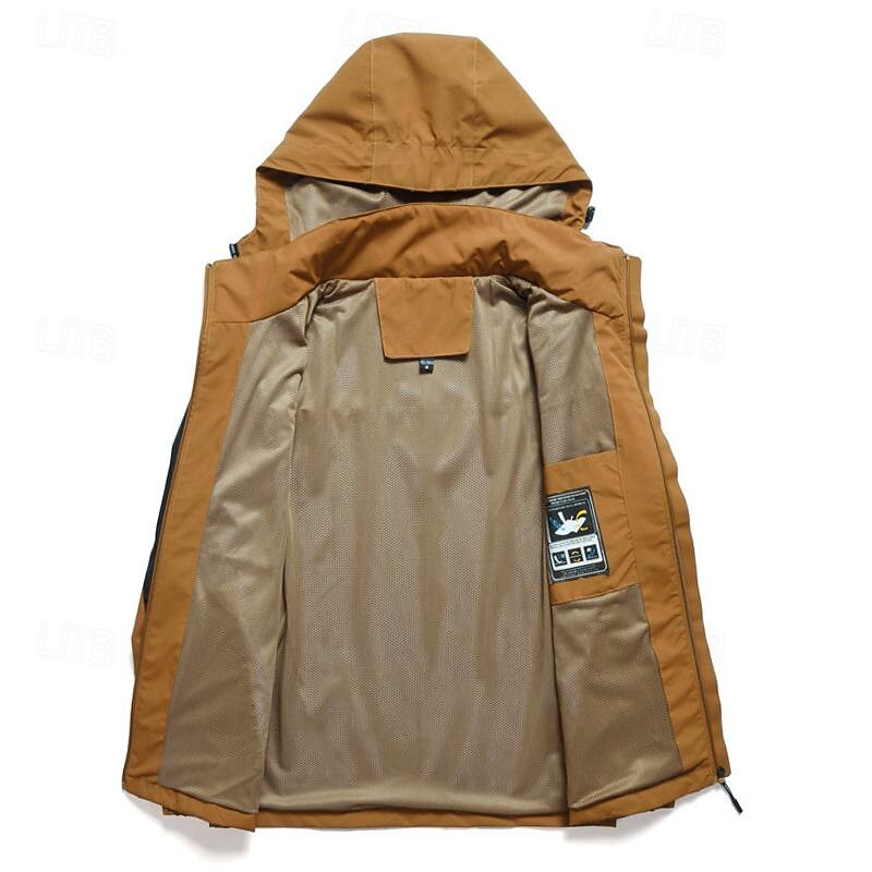 Men's Softshell Jacket Hiking Jacket Outdoor Color Block Windproof Water Resistant Hoodie Windbreaker Jacket Camping / Hiking / Caving Traveling Black White Blue Brown2