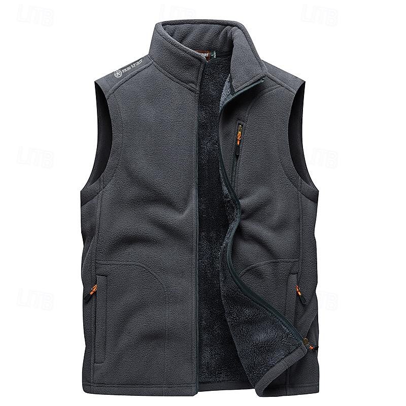 Men's Hiking Vest Hiking Fleece Vest Sleeveless Top Outdoor Thermal Warm Fleece Lining Winter Zipper Pocket Polyester Black Army Green Royal Blue Camping / Hiking / Caving Traveling4