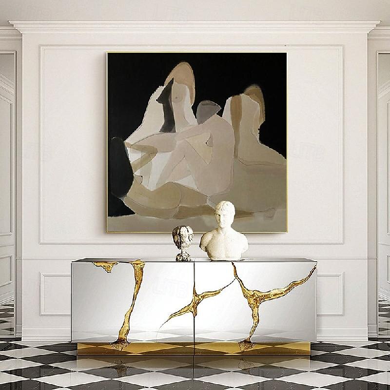 Abstract nude Woman Figure Canvas oil painting handmade wall Art Modern Geometric Oil Painting on Canvas Large hand painted Minimalist firgure oil paintings Wall Art painting for Living Room Bedroom2