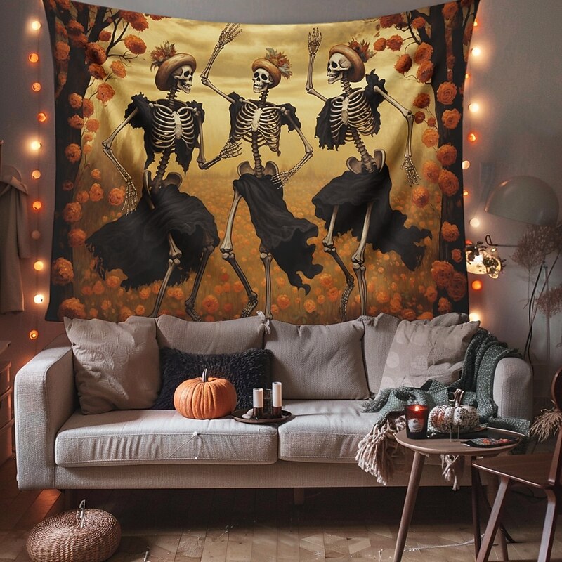 Halloween Decorations Skeletons Couple Hanging Tapestry Wall Art Large Tapestry Mural Decor Photograph Backdrop Blanket Curtain Home Bedroom Living Room Decoration3