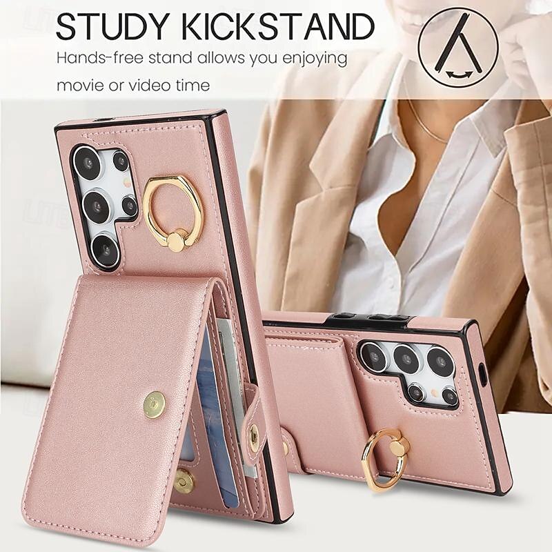Phone Case For Samsung Galaxy S25 S24 S23 S22 Plus  Ultra S23 FE A55 5G A35 5G A25 A15 A14 Wallet Case with Stand Holder Ring Holder Card Slot Retro TPU PU Leather2