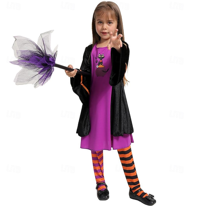 Witch Halloween Cosplay Costume Masquerade Walpurgis Night Kid's Girls' Carnival Masquerade Party / Evening Easy Halloween Costumes Dress Up4