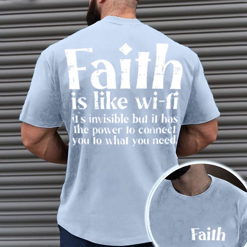 Men's Faith T-Shirt - 'Faith is like Wi-Fi' Inspirational Graphic Tee3