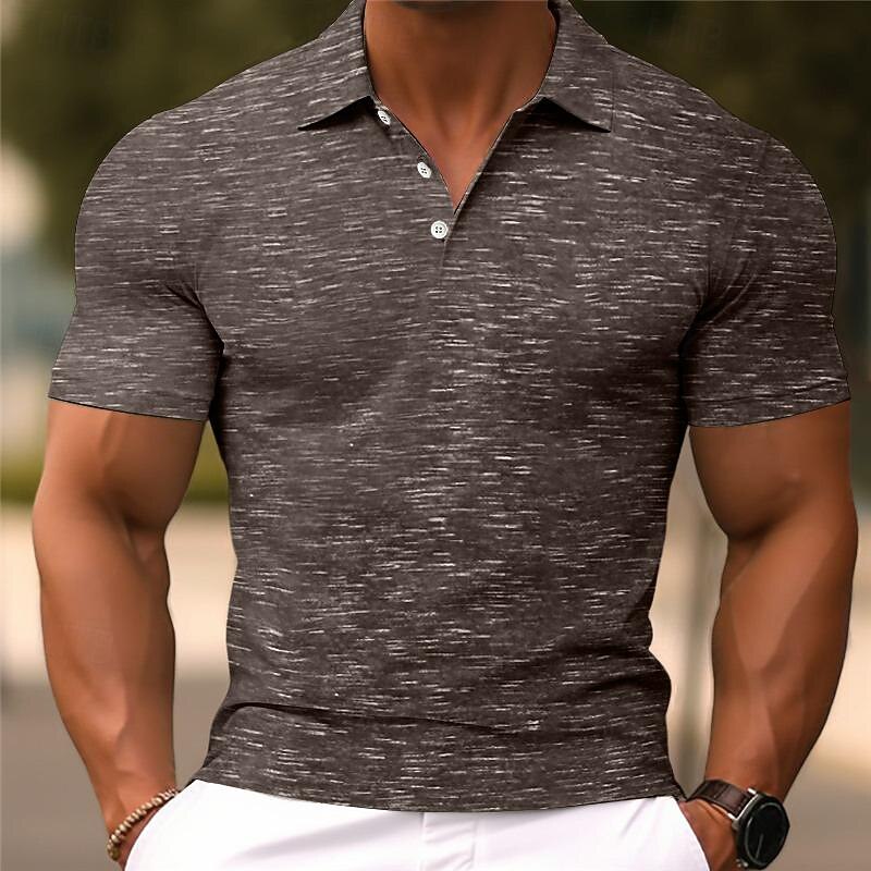 Men's Sports Polo Shirts Golf Shirt Casual Holiday Lapel Short Sleeve Fashion Basic Plain Buttons Summer Regular Fit Dark Brown Black Grey Sports Polo Shirts