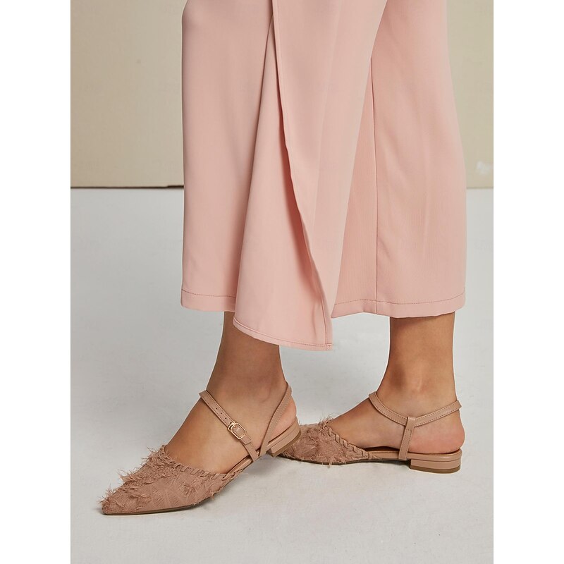 Women's Elegant Low-Heel Slingback Flats with Fringed Detail: Perfect for Business Casual or Everyday Elegance4