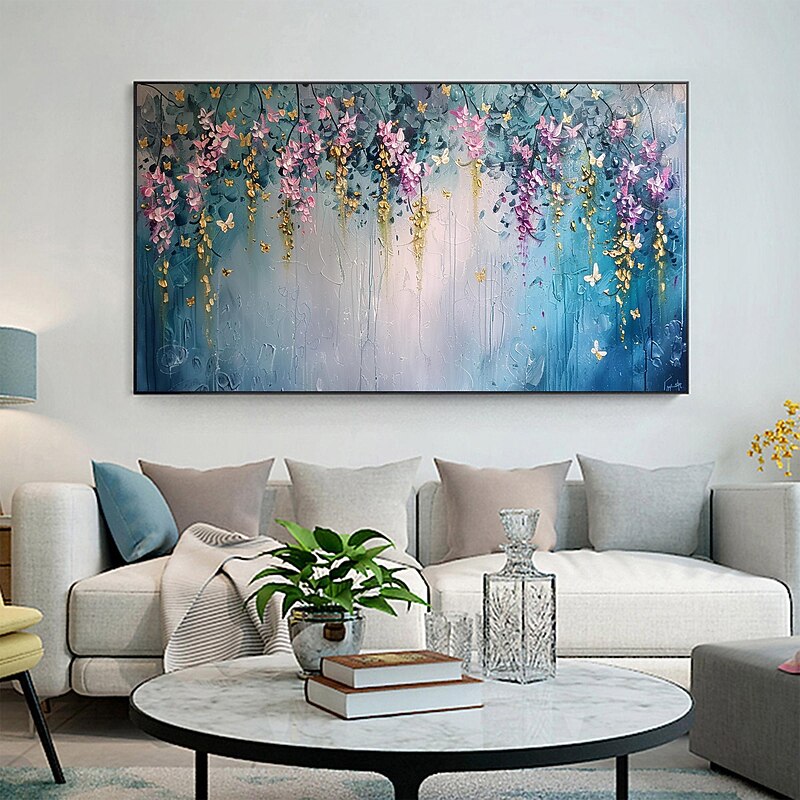 Handmade Original Minimalist Flower Oil Painting On Canvas Abstract Landscape Wall Art for Home Decor With Stretched Frame Without Inner Frame Painting3