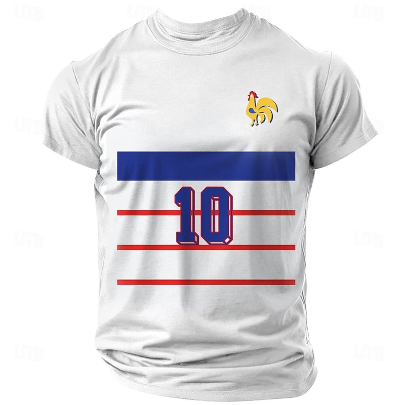Men's Football Rooster France T Shirt Short Sleeve T shirt 3D Print Crew Neck Shirt Outdoor Athleisure White Blue Summer Spring Clothing Apparel S M L XL XXL XXXL2