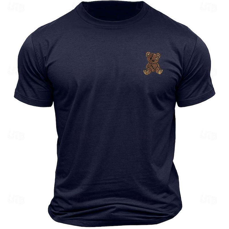 Men's Animal Toy Bear T Shirt Tee Top 100% Cotton Short Sleeve Graphic Shirt White Dark Grey Dark Blue Comfortable Tee Street Sports Outdoor Fashion Designer Clothing3
