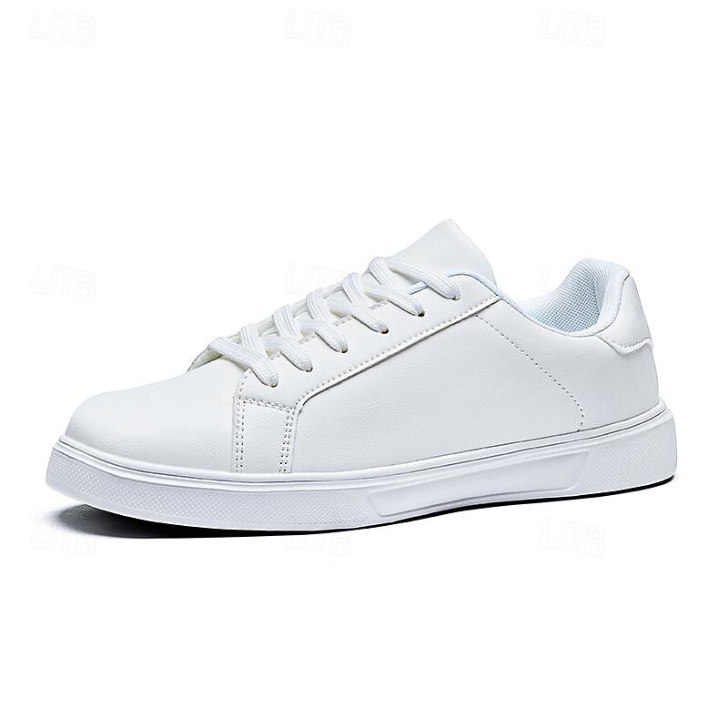 Men's White Casual Sneakers - Stylish and Comfortable Lace-Up Shoes for Everyday Wear3