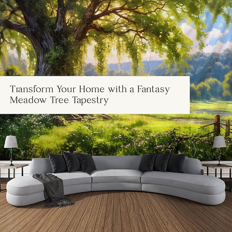 L.T.HOME Tree of Life Landscape Hanging Tapestry Wall Art Large Tapestry Mural Decor Photograph Backdrop Blanket Curtain Home Bedroom Living Room Decoration3