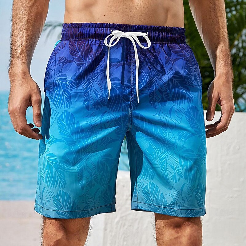 Men's Gradient Graphic Prints Swimming Trunks Board Shorts Swim Shorts Mid Waist Hawaiian Boho Casual Daily Holiday Drawstring with Mesh lining Elastic Waist Designer Clothing Apparel