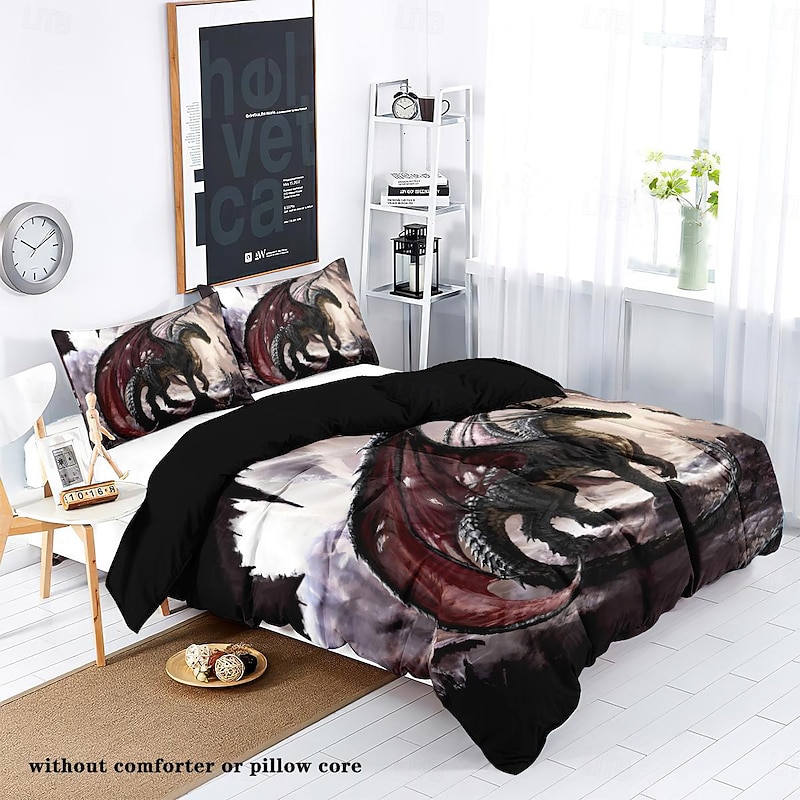 Fantasy Monster Warcraft Dragon Clan Duvet Cover Set Includes Duvet Cover and Pillowcases Epic and Detailed Dragon Clan Design Soft and Durable Fabric2