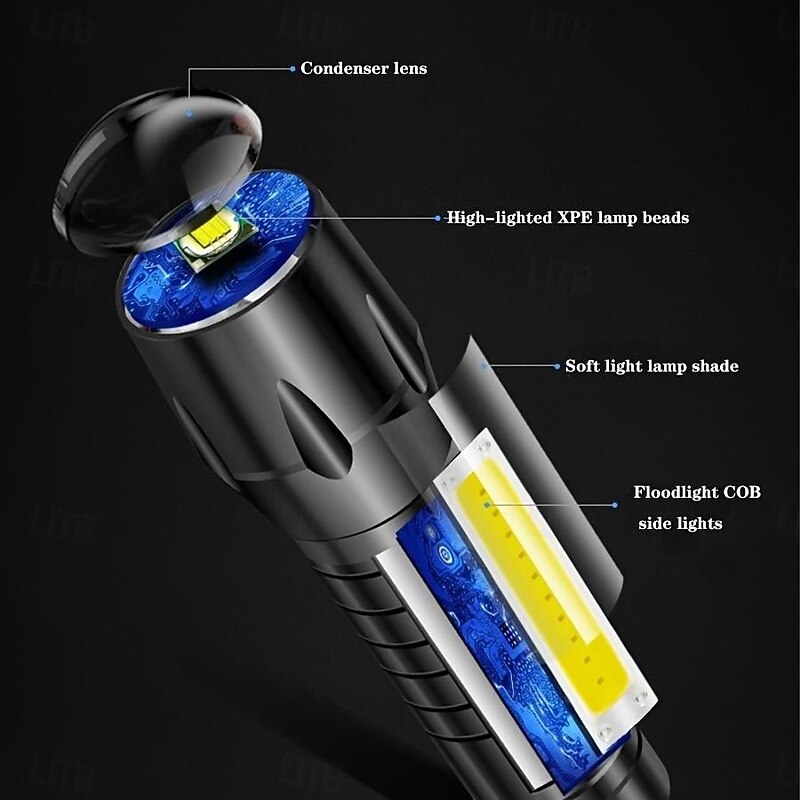 USB Rechargeable Flashlight Zoomable High Power LED Flashlights Outdoor Waterproof Camping Night Fishing Tactical Flashlight Survival Tools3