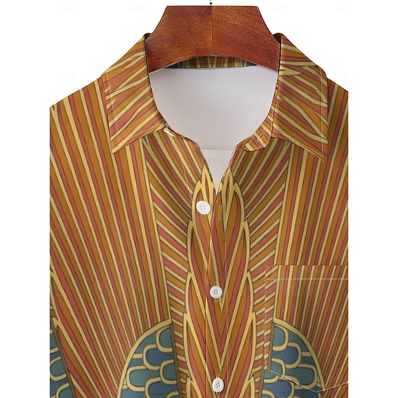 Men's Male Palm Leaf Tropical Plants Summer Hawaiian Shirt Aloha Shirt Short Sleeves Shirt Shirt Collar Casual Going out Weekend Brown M L XL3