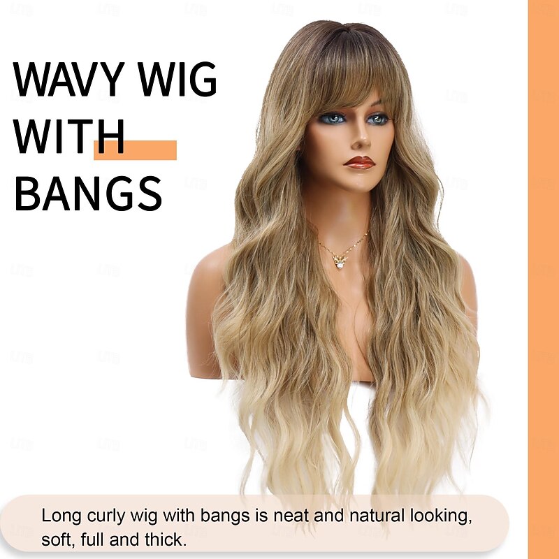Synthetic Wig Middle Part Wig Long Red Orange Brown Ombre Blonde Blonde Synthetic Hair Women's Cosplay Soft Party Blonde Light Brown Halloween Wigs3